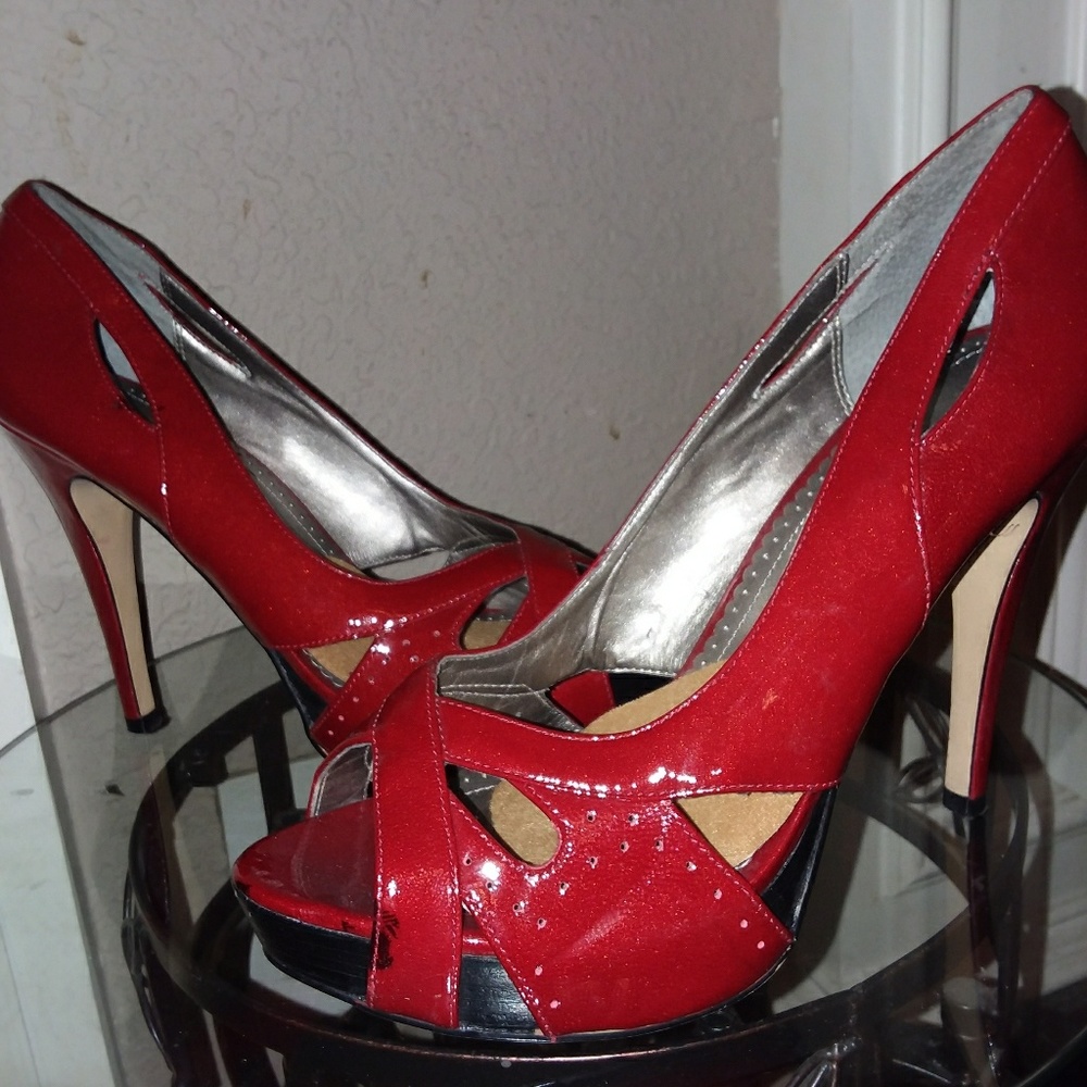 Bakers red patent leather stilettos